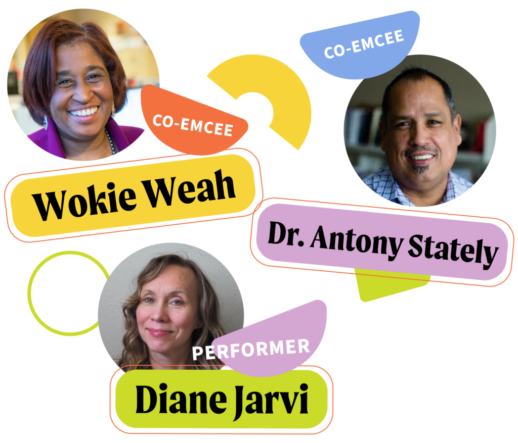 Graphic featuring Wokie Weah, Dr. Antony Stately, and Diane Jarvi
